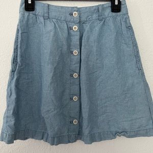 Madewell Button Front Chambray Skirt